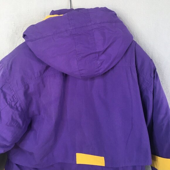 Vintage East West Puffer Coat Womens Medium Purple Yellow Adorondak Ski Jacket - Picture 13 of 16